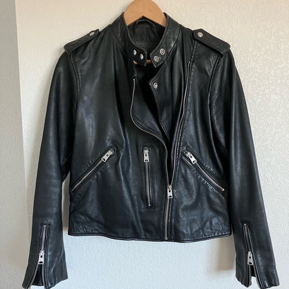 All Saints Klyn Leather Biker Jacket - Picture 8 of 11